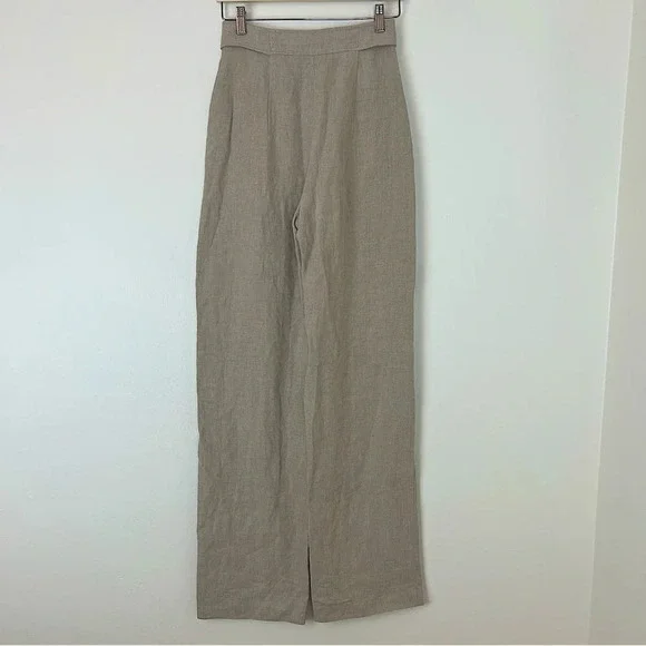 Alberta Ferretti High Waist Wide Leg Linen Pants Beige Oatmeal IT 38 US 2 NWT - Picture 6 of 10